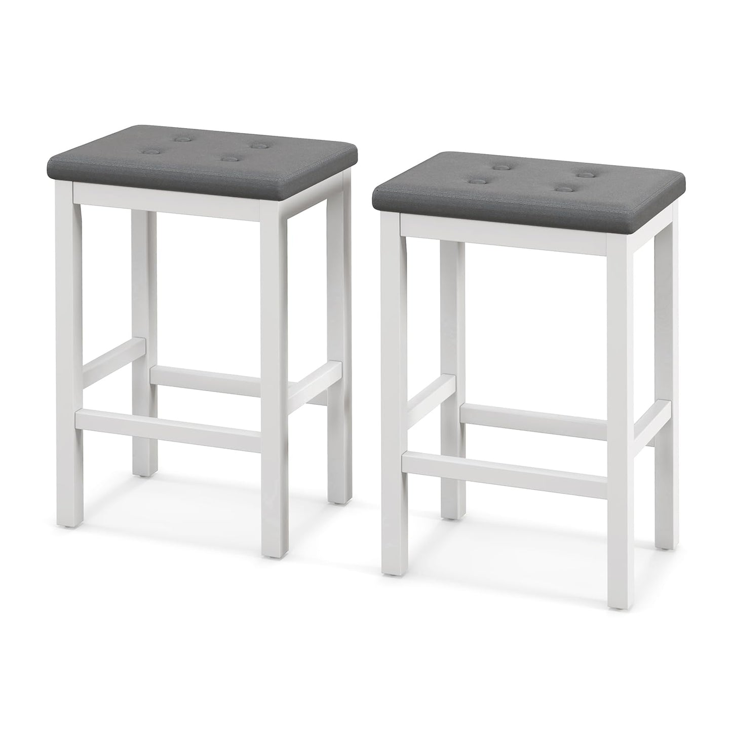 GiantexUK Bar Stools Set of 2/4, PVC Leather Kitchen Barstools with Rubber Wood Legs