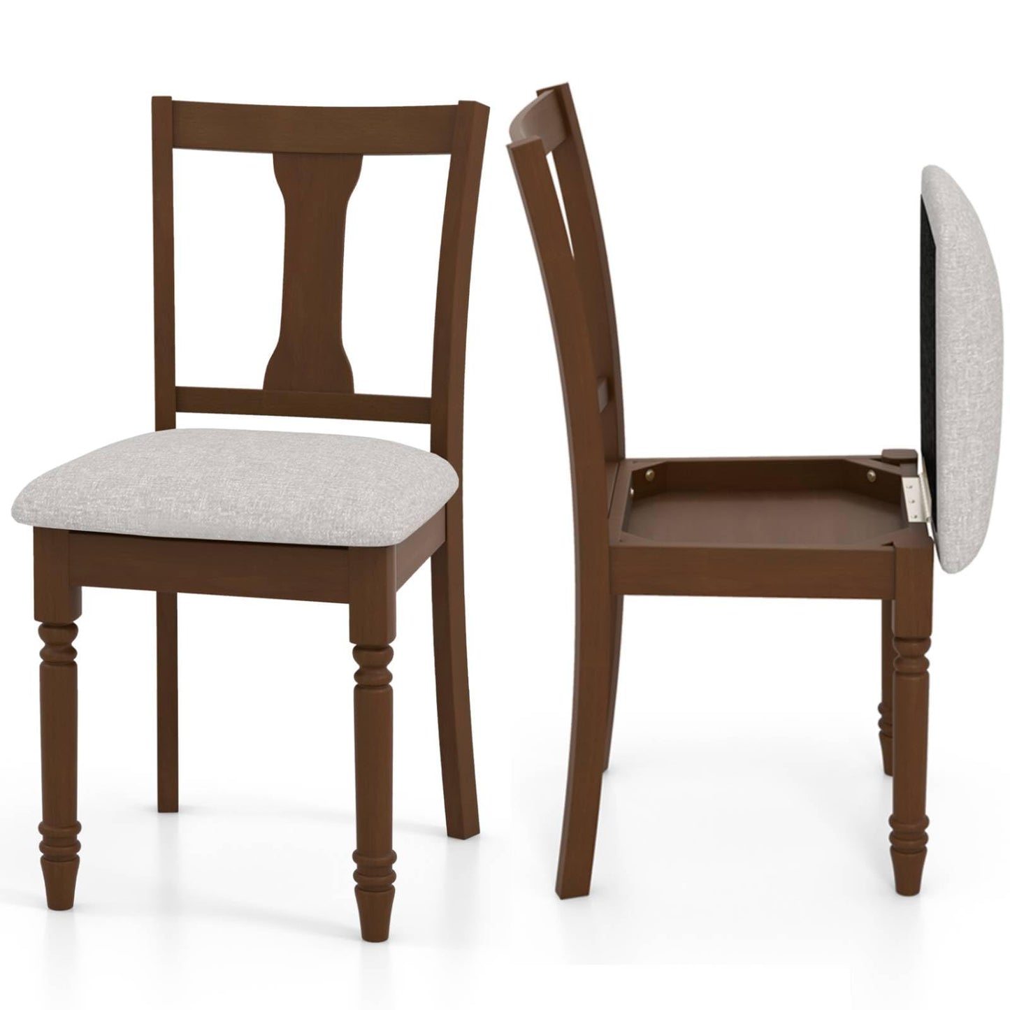 GiantexUK Dining Chairs Set of 2, Linen Fabric Upholstered Kitchen Chairs with Back