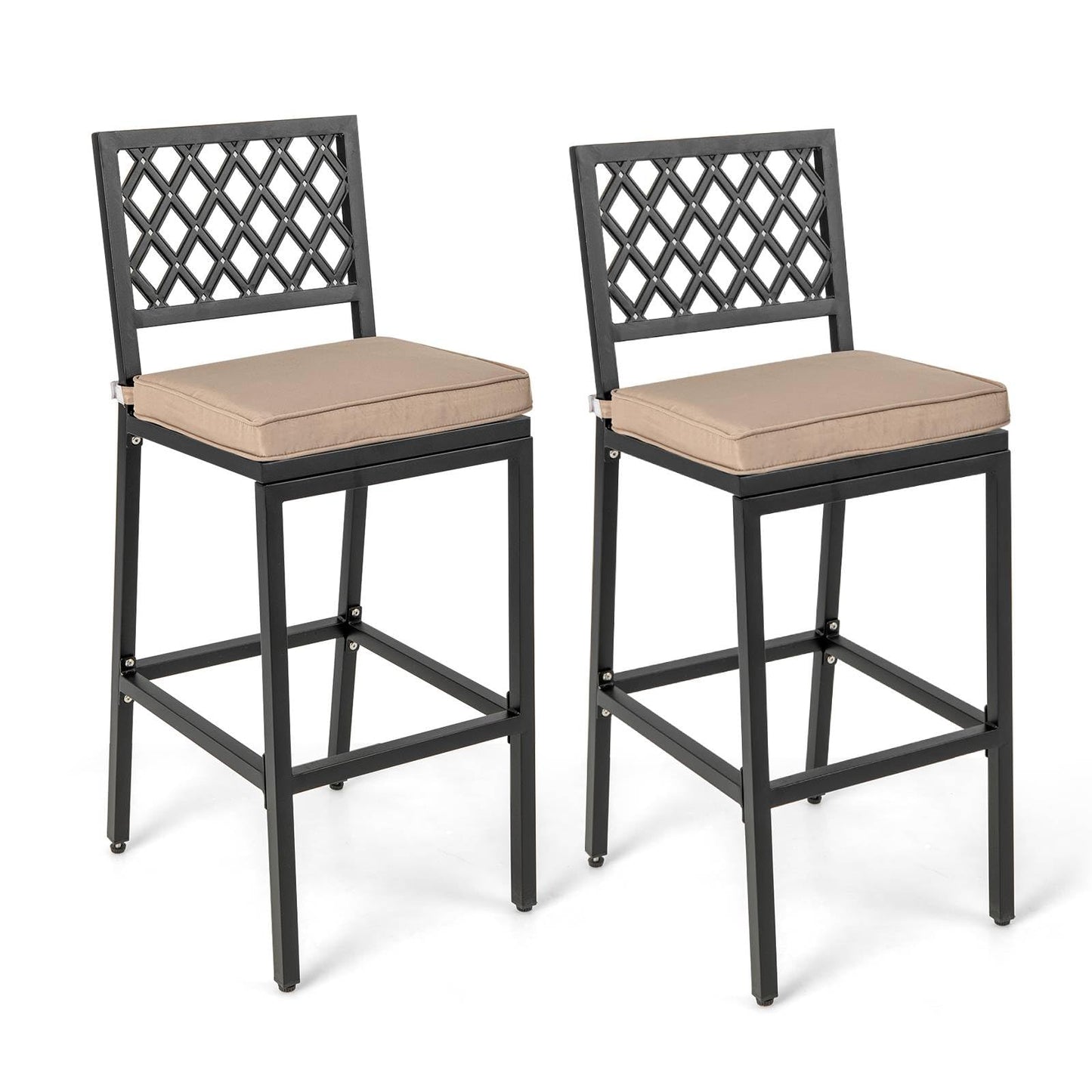 GiantexUK Bar Stools Set of 2, Upholstered Barstools with Removable Cushion