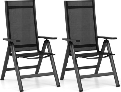 GiantexUK Patio Folding Chair Set of 1/2, Outdoor Dining Chairs with Soft Padded Seat (No Sponge Padded)