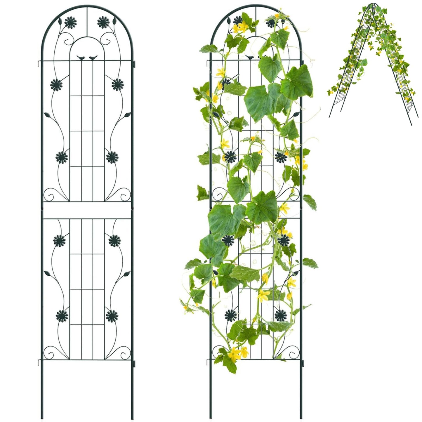 GiantexUK 180/220x50cm Garden Trellis, 2/4 Pack Tall Galvanized Metal Fence Climbing Plants Support Frame