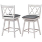 GiantexUK Bar Stools Set of 2, Upholstered 360° Swivel Barstools with Slatted Back & Footrest