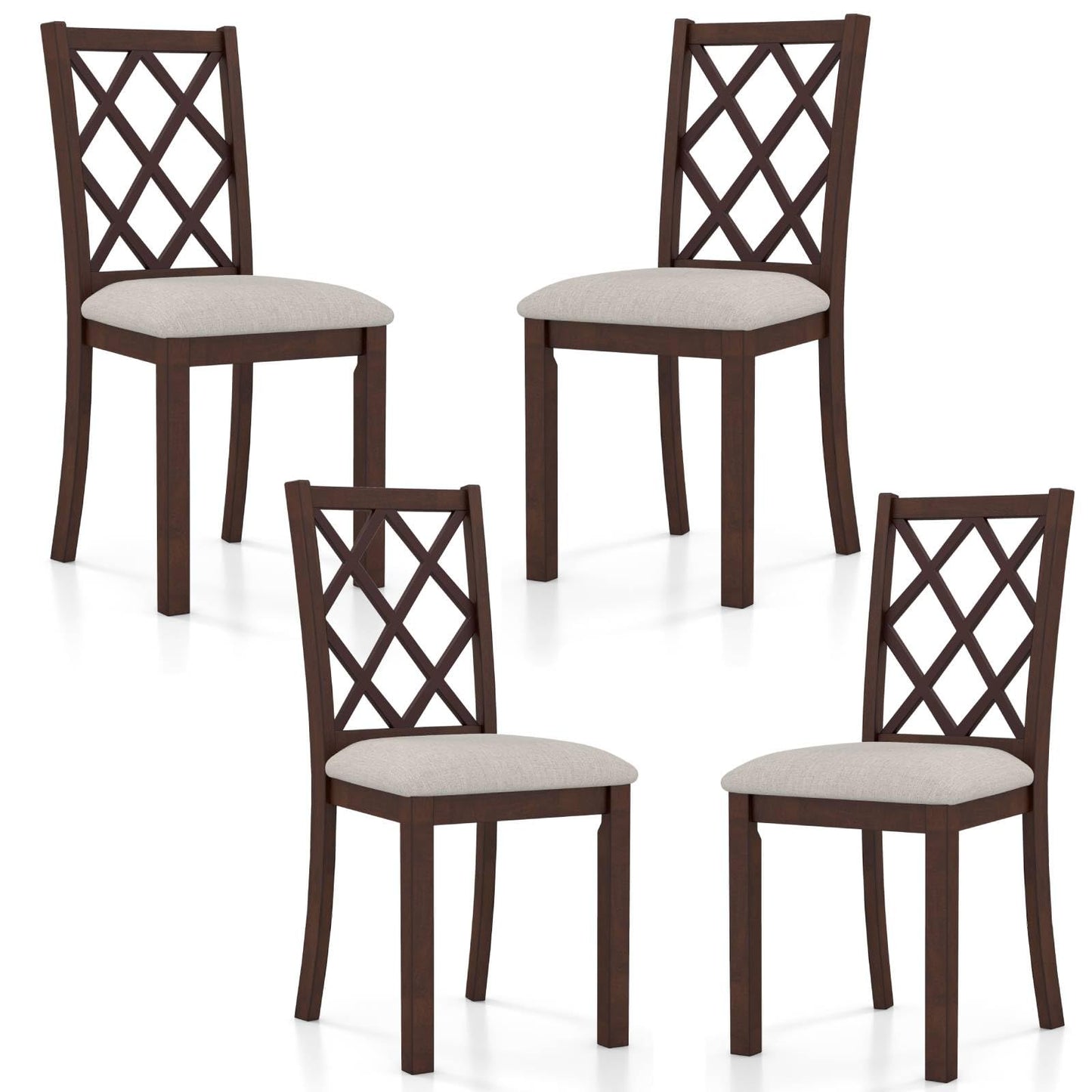 GiantexUK Dining Chairs Set of 2/4, Linen Fabric Upholstered Kitchen Barstools with Hollowed Backrest