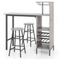 GiantexUK 3PCS Bar Table Set, Industrial Counter Height Dining Table and 2 Stools with Open Shelves