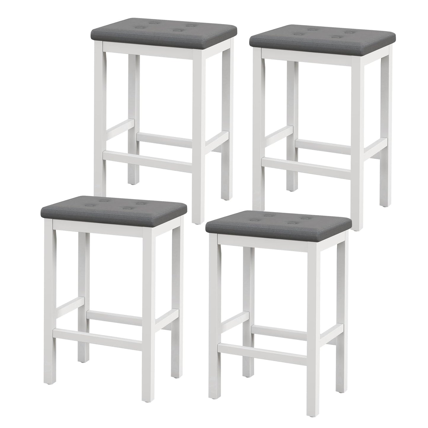 GiantexUK Bar Stools Set of 2/4, PVC Leather Kitchen Barstools with Rubber Wood Legs