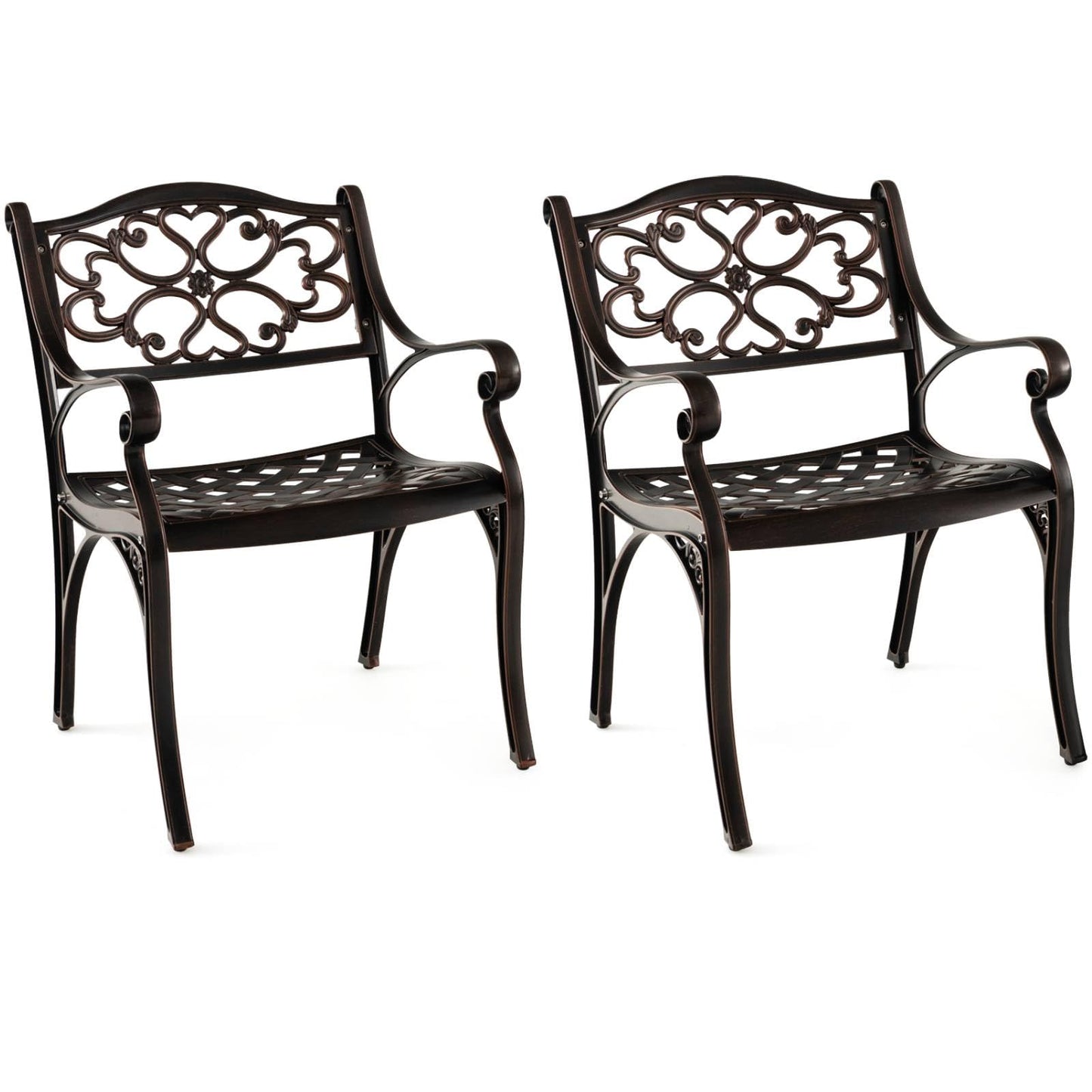 GiantexUK Outdoor Patio Chairs Set of 2, Cast Aluminum Garden Chairs with Backrest