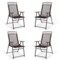 GiantexUK Folding Patio Chairs Set of 4, Metal Frame Garden Chairs with Backrest, Armrests & Footrest