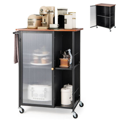 GiantexUK 3-Tier Kitchen Serving Cart, Metal Frame Utility Storage Trolley with Towel Rack