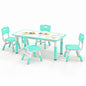 Kids Table and 4 Chairs Set, Height Adjustable Toddler Art Tables with Graffiti Desktop