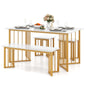 Dining Table and 2 Stools Set with 1 Bench, Kitchen Table and Chairs Set of 4 with Marble Grain