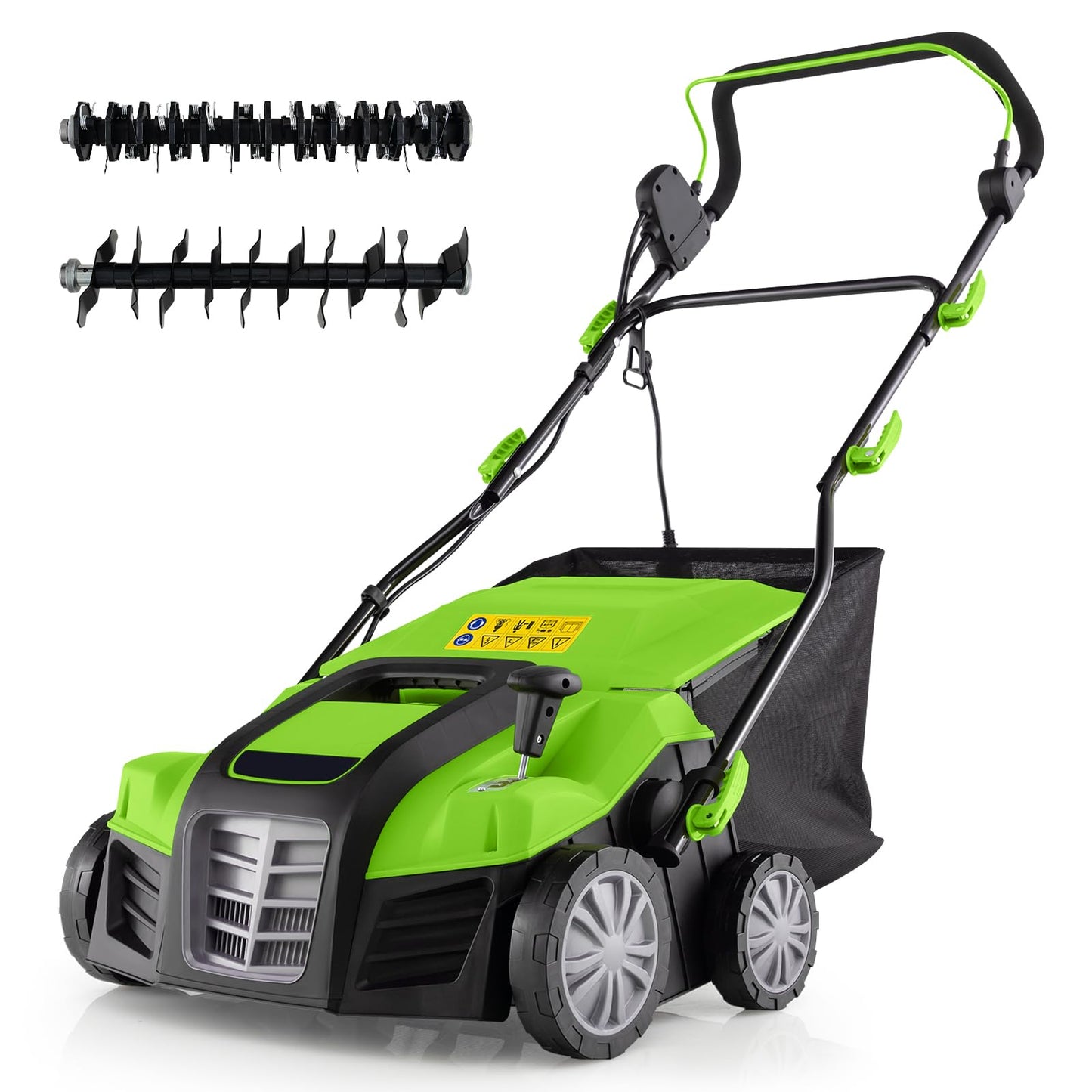 Lawn Scarifier and Aerator 2 in 1, 2000W Folding Garden Lawn Rake with 40cm Working Width