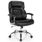 500LBS Big & Tall Executive Office Chair, Height Adjustable Leather Computer Desk Chair, Black+Silver