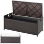 GiantexUK 128L Garden Storage Box, Weatherproof Rattan Deck Box with Seat Cushion