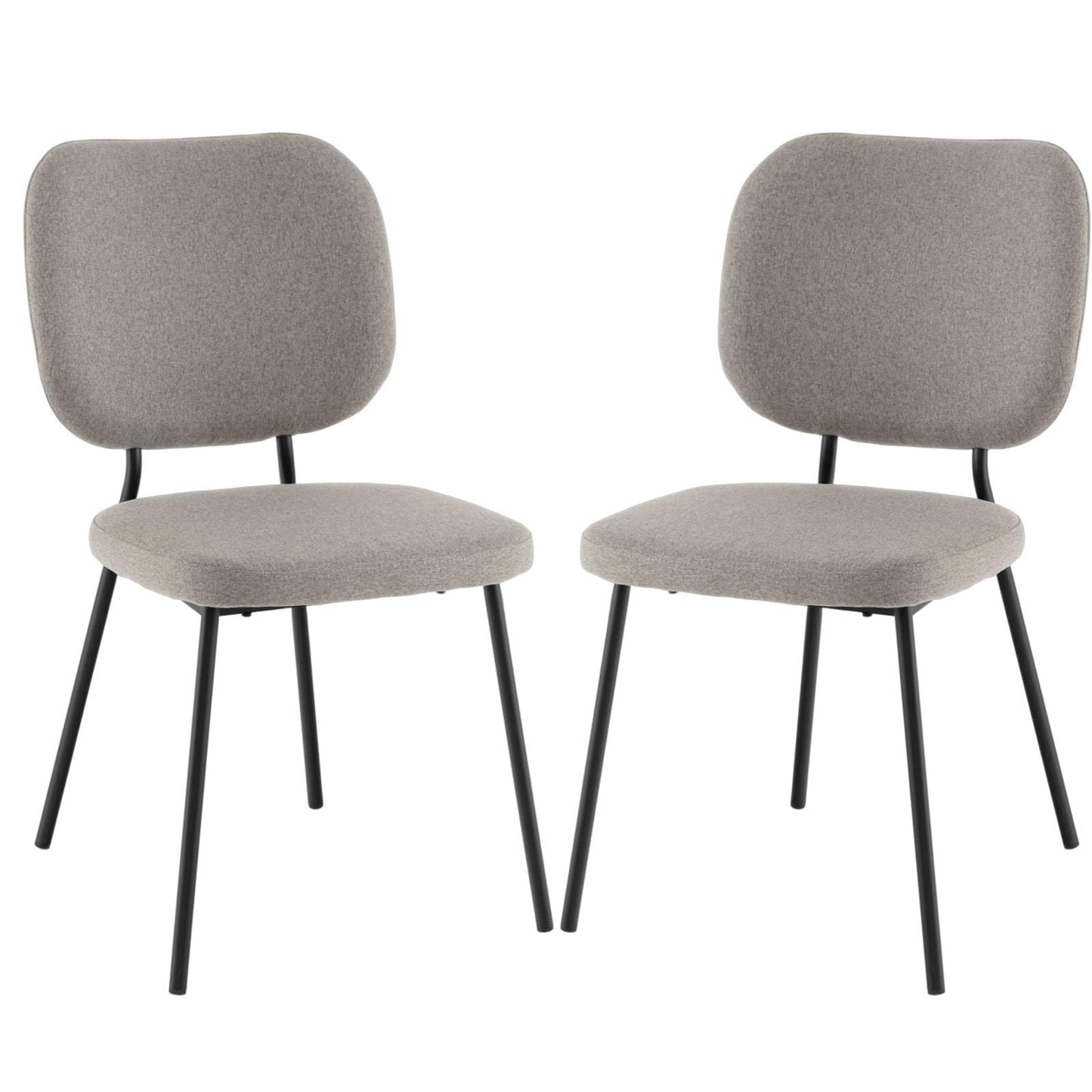 GiantexUK Dining Chairs Set of 2/4, Upholstered Linen Fabric Kitchen Chairs with Metal Legs, Padded Seat & Backrest, without Armrest