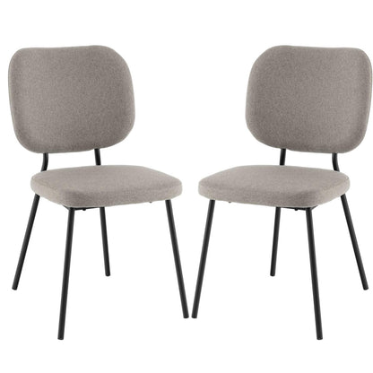 GiantexUK Dining Chairs Set of 2/4, Upholstered Linen Fabric Kitchen Chairs with Metal Legs, Padded Seat & Backrest, without Armrest