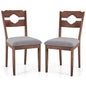 GiantexUK Dining Chairs Set of 2, Padded Rubber Wood Kitchen Counter Chairs with Ergonomic Backrest