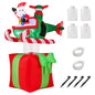 183cm Christmas Santa Claus with Helicopter on Gift Box, Blowup Santa Flying Airplane with 3 LED Lights