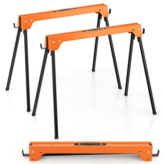 GiantexUK Folding Sawhorses Pack of 2, Twin Pack Workbench with Handle & Non-Slip footpads