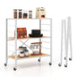 GiantexUK 3-Tier Storage Cart, Foldable Metal Frame Shelving Unit with Wheels, Adjustable Shelves & Anti-Tipping Device