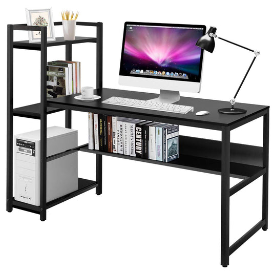 Computer Desk, 2-in-1 Workstation PC Laptop Table with Storage Bookshelf, 150 x 60 x 120cm