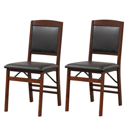 GiantexUK Folding Dining Chairs Set of 2/4, Upholstered Kitchen Chairs with Rubber Wood Legs