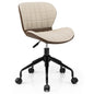 Swivel Office Chair, Ergonomic Height Adjustable Computer Desk Chairs with Wheels, Linen Fabric PU Leather