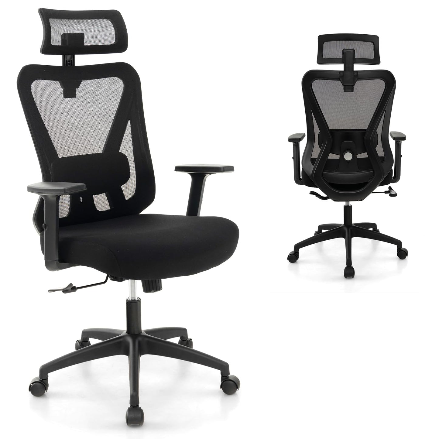 Mesh Office Chair, Ergonomic High Back Swivel Computer Desk Chair with Adjustable Lumbar Support (70 x 63 x 129 cm)