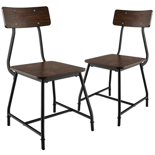 Dining Chairs Set of 2, Metal Frame Kitchen Chairs with Ergonomic Backrest & Non-slip Footpads