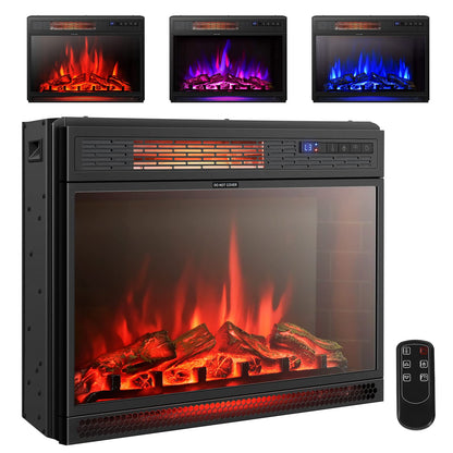 GiantexUK 25" Electric Fireplace, Freestand Fire Heater with LED Flame Color, 4 Brightness, Remote Control