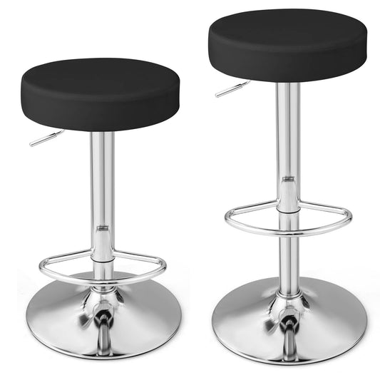 GiantexUK Bar Stools Set of 2, Swivel Height Adjustable Kitchen Stools with Metal Frame, Gas Lift