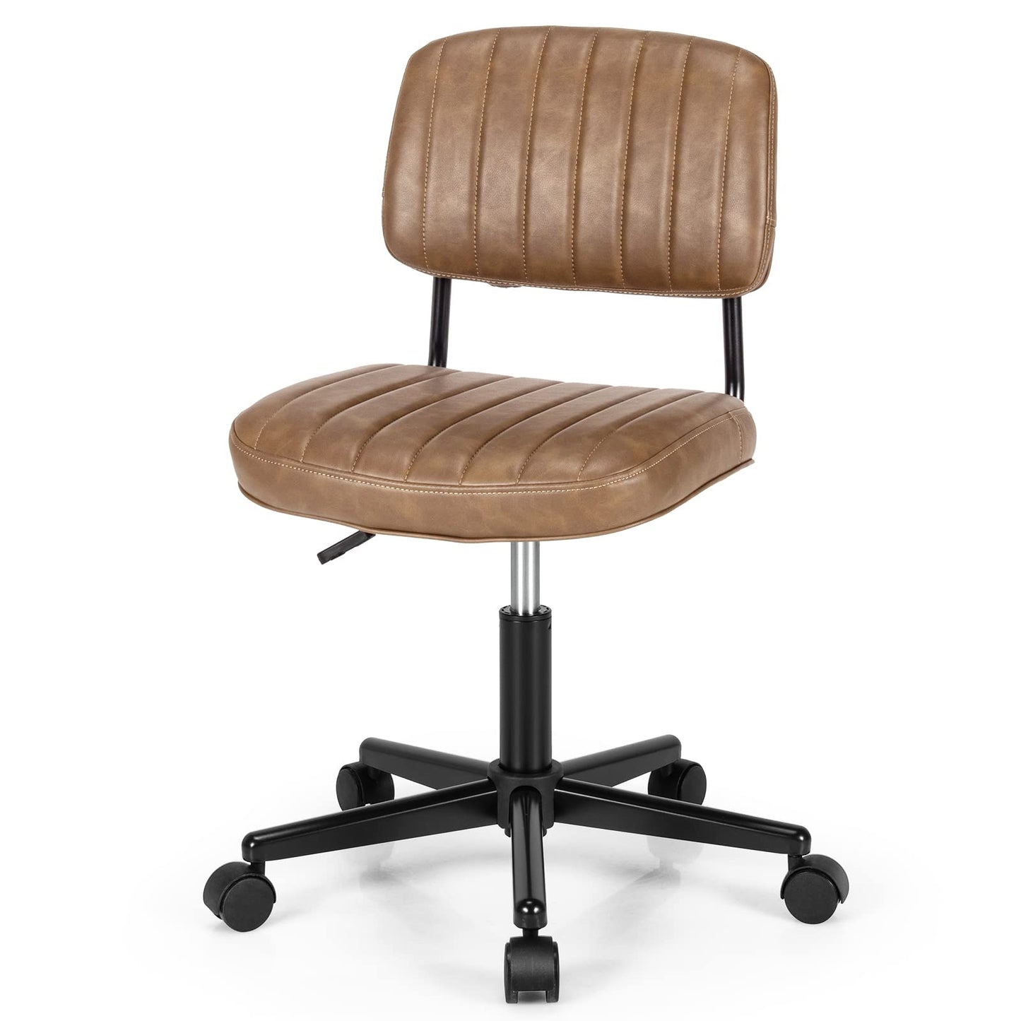 PU Leather Office Chair, Ergonomic Swivel Computer Desk Chair with Wheels