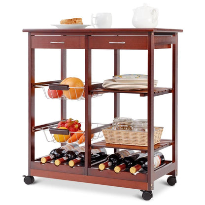 GiantexUK Kitchen Storage Trolley on Wheels, Kitchen Island Cart with Insulated Tile Plate