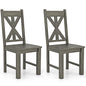 Grey Oak Dining Chairs Set of 2, Wooden Kitchen Chairs with Hollowed High Back