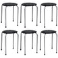 GiantexUK 6PCS Stacking Stools, Set of 6 Plastic Round Bar Stools with Metal Frame & Anti-Slip Foot Mats