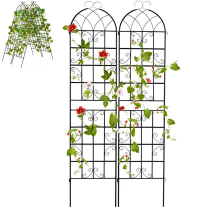 GiantexUK 180/220x50cm Garden Trellis, 6ft/7.2ft Tall Galvanized Metal Fence Climbing Plants Support Frame