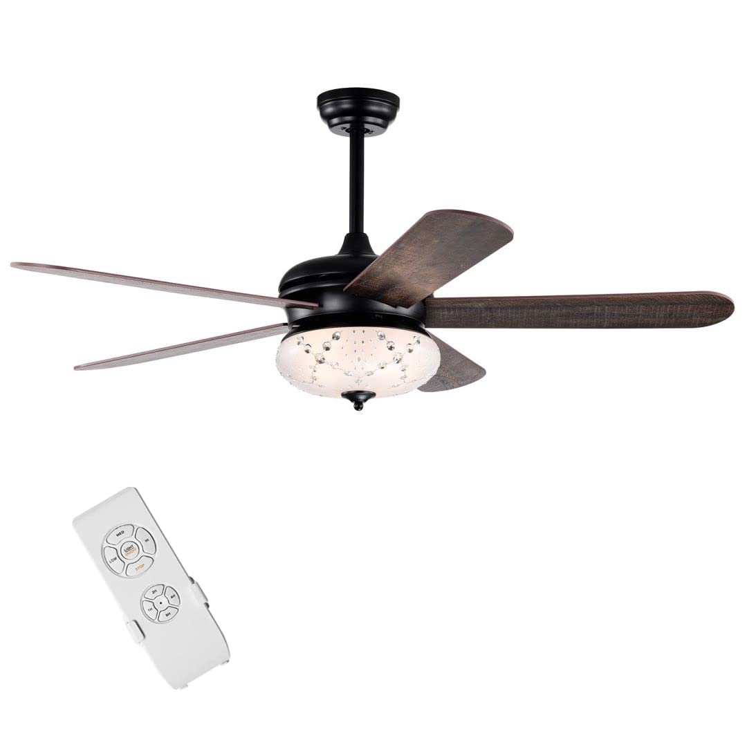 GiantexUK 52” Ceiling Fan with Lamp, 5 Blades Hanging Fan with Remote