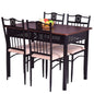 GiantexUK 5 Pieces Dining Table Set, Steel Frame Wooden Table and 4 High Back Chairs