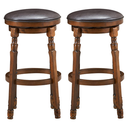 GiantexUK Bar Stools Set of 2, Swivel Upholstered PU Leather Barstools with Footrest