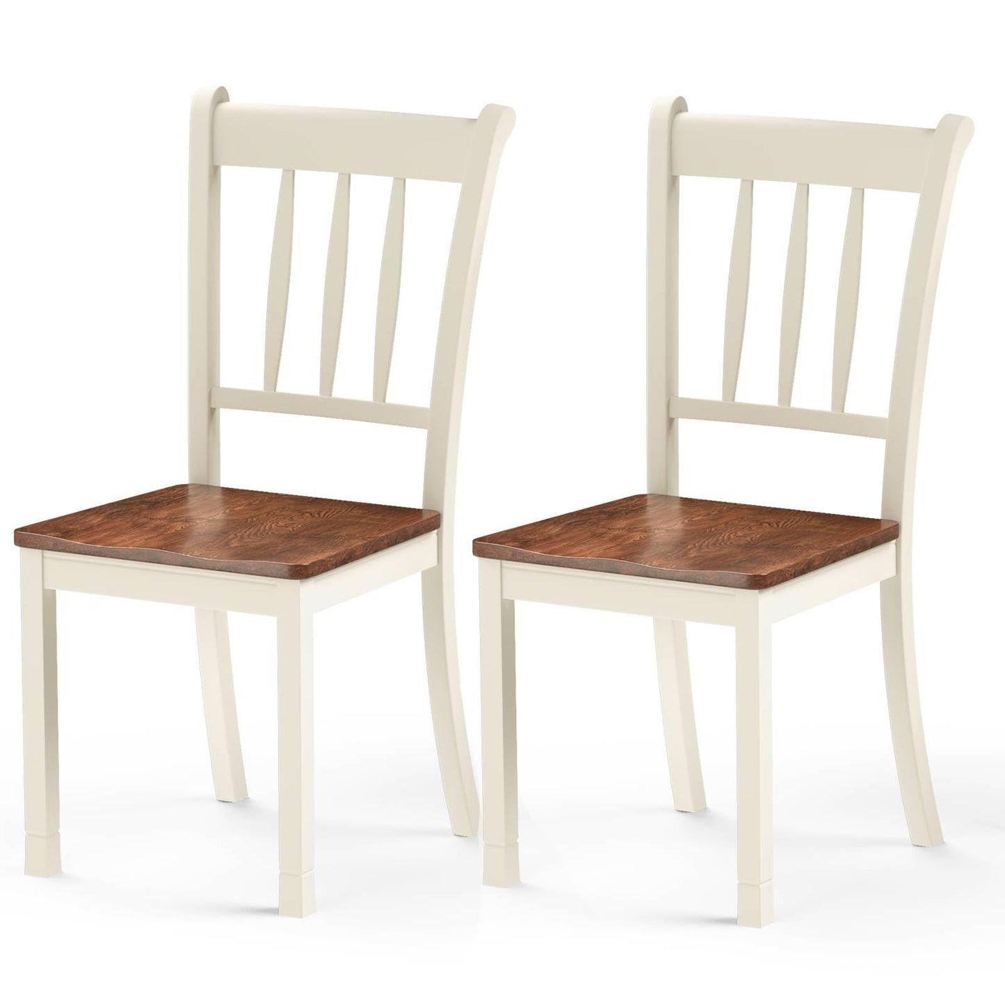 GiantexUK Dining Chairs Set of 2, Rubber Wood Kitchen Chairs with High Backrest