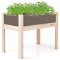 GiantexUK Raised Garden Bed, Wooden Elevated Planter Box with Acrylic Panels Drainage Holes & Movable Boards