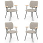 GiantexUK Dining Chairs Set of 2/4, Upholstered Linen Fabric Kitchen Chairs with Metal Legs