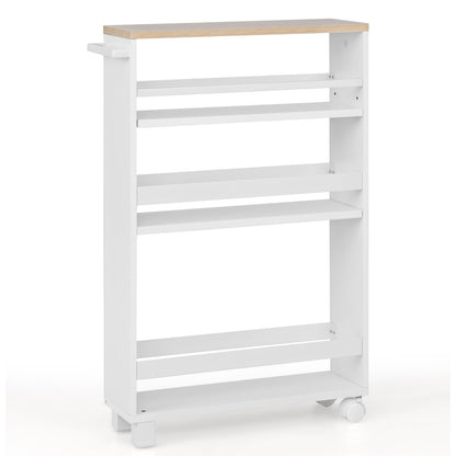 GiantexUK Kitchen Storage Trolley, 4 Tier Slim Utility Rolling Cart with Wheels & Handle