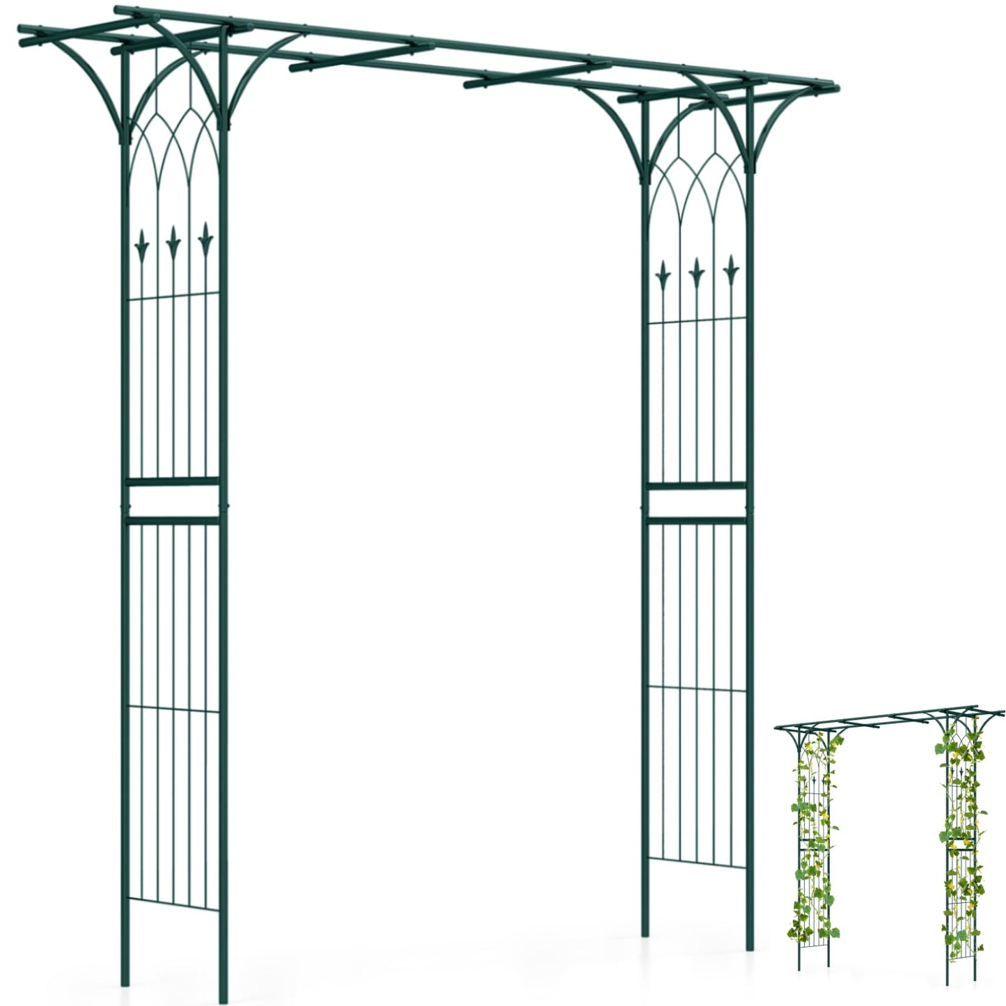 GiantexUK Metal Garden Arch, Heavy Duty Trellis Pergola Arbour