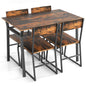 GiantexUK 5 PCS Dining Table Set, Industrial Table and Chairs Set with Storage Shelf and Reclining Seat Back