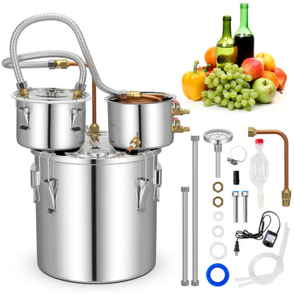 GiantexUK 3 Pots Home Distiller Moonshine Still, 5 Gal 22L Stainless Steel Water Alcohol Spirits Boiler Brewing Kit