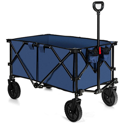 GiantexUK Foldable Wagon Cart, Outdoor Garden Trailer with Adjustable Handle