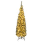 5FT Pre-Lit Artificial Christmas Tree, Slim Pencil Xmas Tree with 296 Branch Tips, 150 Warm-White LED Lights