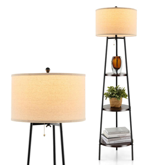 GiantexUK Tripod Floor Lamp with Shelves