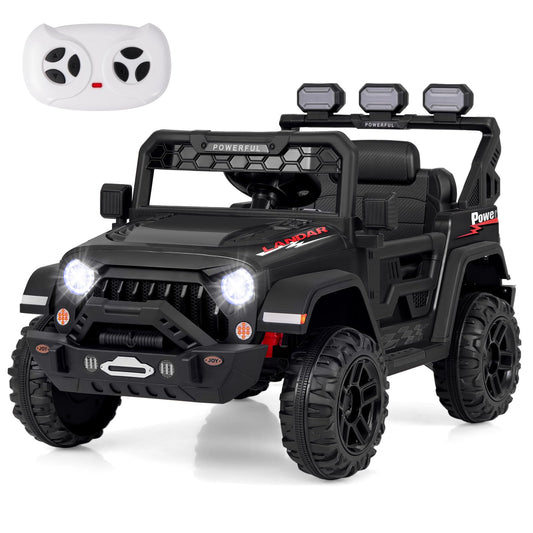 12V Kids Electric Ride on Truck, Battery-powered Off-road Car with Remote Control, Children Vehicle Toys for Age 3+