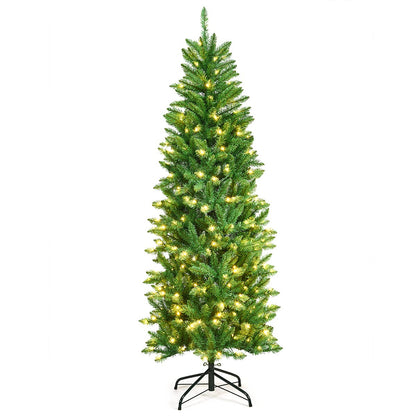 GiantexUK 5FT/6FT Pre Lit Premium Christmas Tree, Green Xmas Tree with 150/250 LED Lights